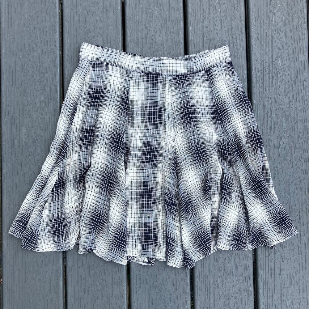 Vintage 80s black and white plaid mini skirt Tofy, indie grunge preppy academia